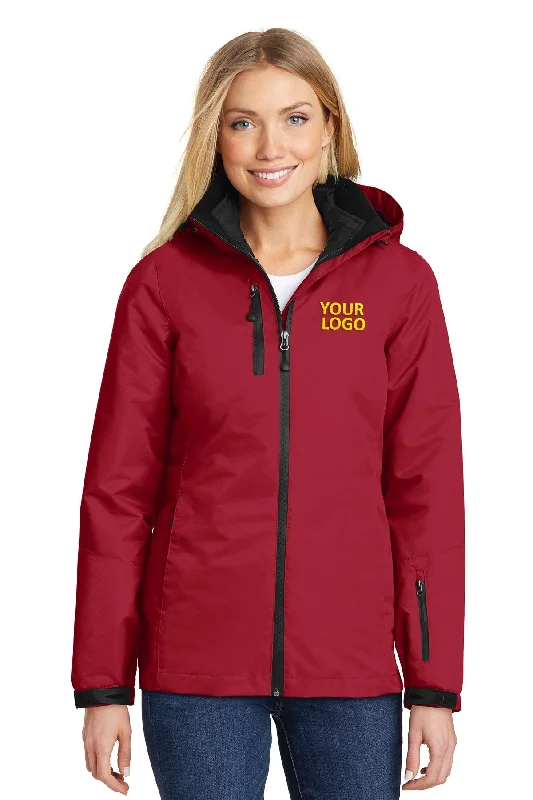 Anniversary Jackets for Special -Jackets with denim fabric-Port Authority Ladies Vortex Customized Waterproof 3-in-1 Jackets, Rich Red/ Black