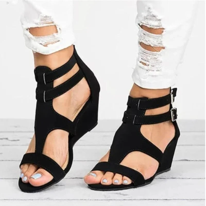 Stylish sandals for men with faux leather straps and supportive insoles for comfort-Sandals for teenagers-Strap Wedge Sandals