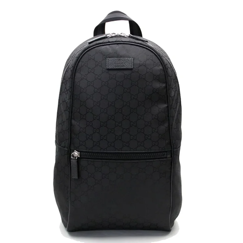 Travel backpack with detachable daypack feature -Gucci Nylon GG Guccissima Black Slim Backpack Travel Bag