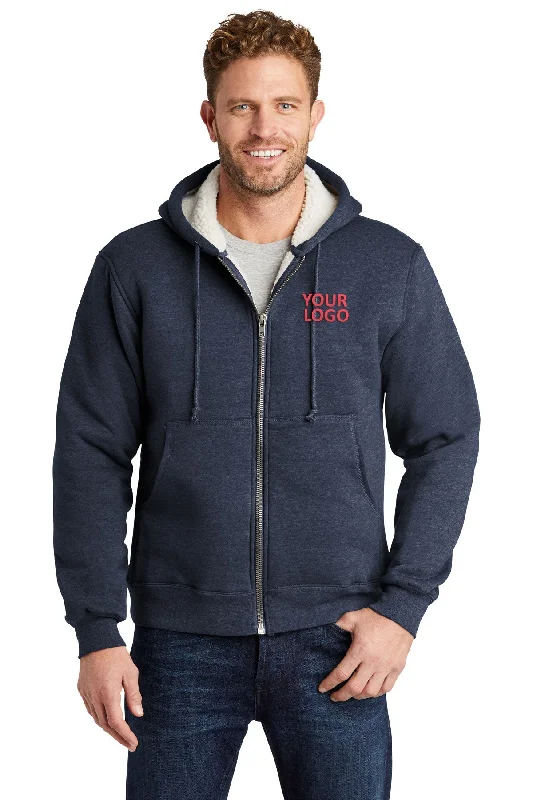 Patchwork Jackets for Unique -Jackets for eco-friendly shoppers-CornerStone Sherpa-Lined Hooded Fleece Jacket, Navy