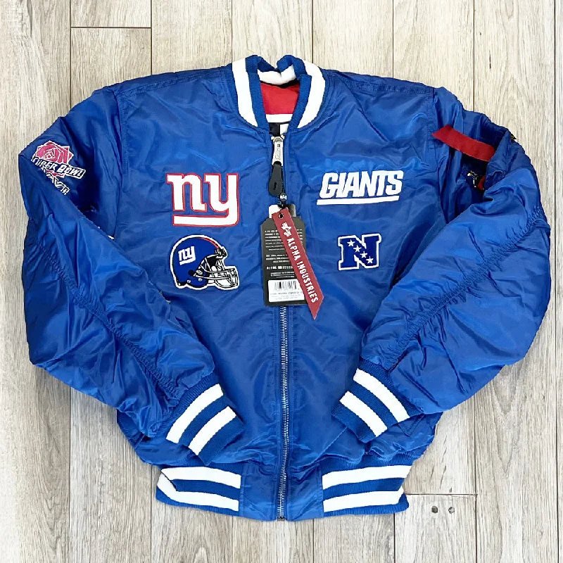 Abstract Jackets for Creative -Jackets for hip-hop style-New York Giants New Era Cap X Alpha Industries EXCLUSIVE Bomber Jacket (Team Color)