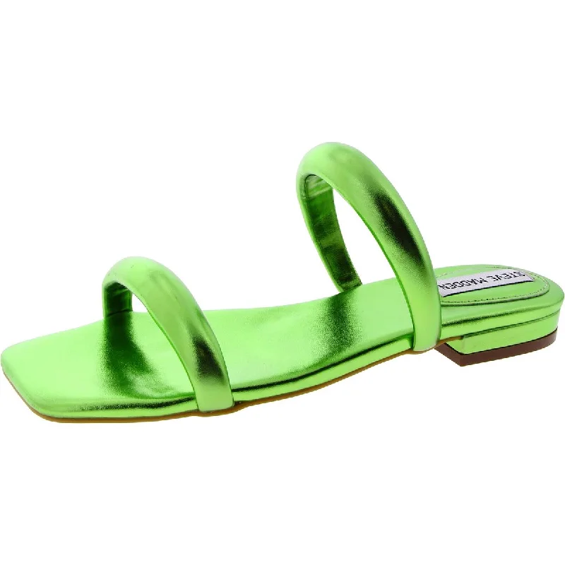 Stylish sandals for women with thong style and colorful detailing for fun-Sandals for resort wear-Steve Madden Womens Alexander Faux Leather Metallic Slide Sandals