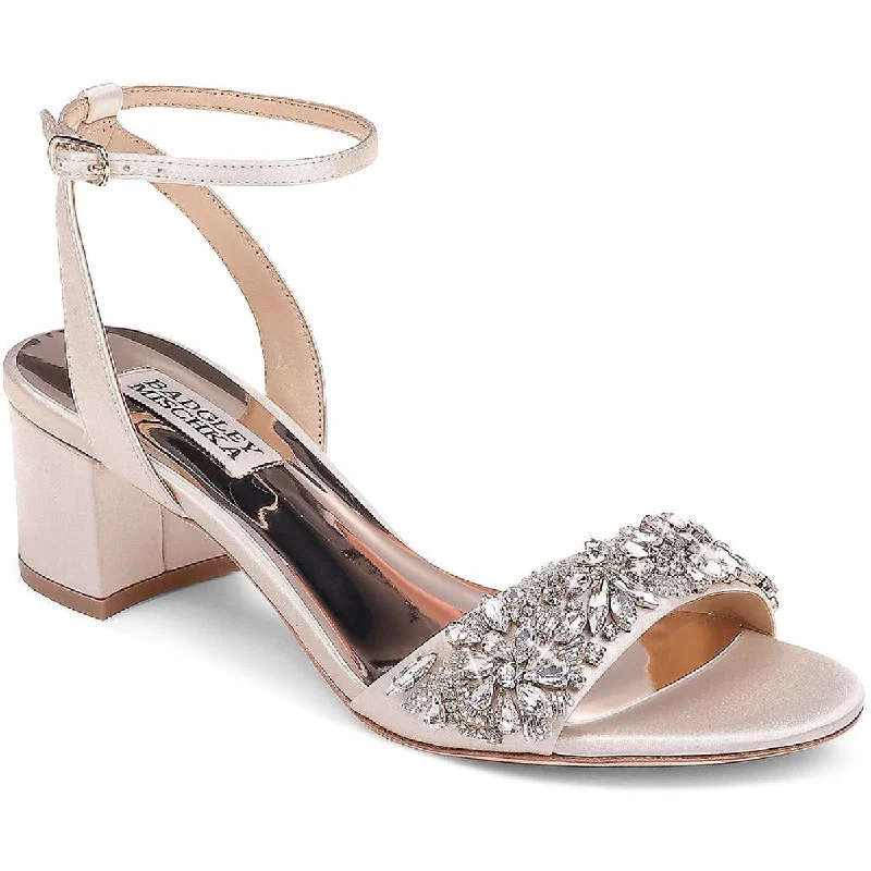 Casual sandals for women with thong design and padded footbed for everyday comfort-Sandals for beach weddings-Badgley Mischka Womens Ivanna Satin Embellished Evening Sandals