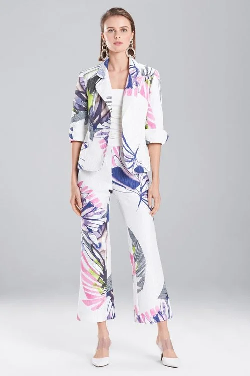 Weekend Jackets for Leisure -Jackets with removable hood-Botanical Palms Cropped Jacket