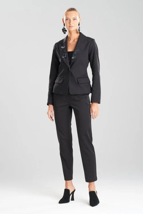 Sportswear Jackets for Athletic Use -Jackets for spring-Cotton Sateen Beaded Tailored Blazer Jacket