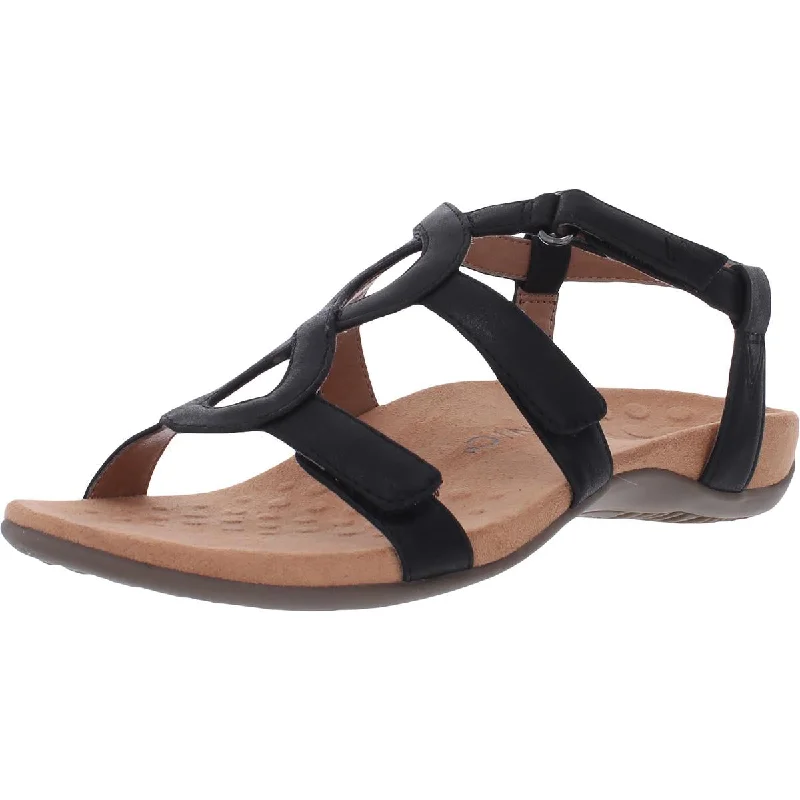 Summer sandals for women with simple design and flexible, comfortable fit-Sandals with floral prints-Vionic Womens Jodie Faux Leather Ankle Strap Footbed Sandals