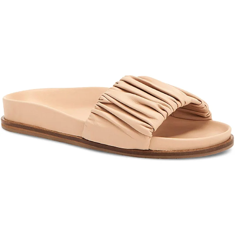 Casual sandals for women with cork footbed and supportive straps for comfort-Sandals with vintage design-Aquatalia Womens Iva Leather Footbed Slide Sandals