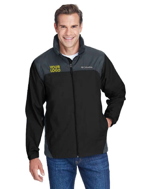 Running Jackets for Exercise -Jackets with snap buttons-Columbia Glennaker Lake Rain Jacket, Black