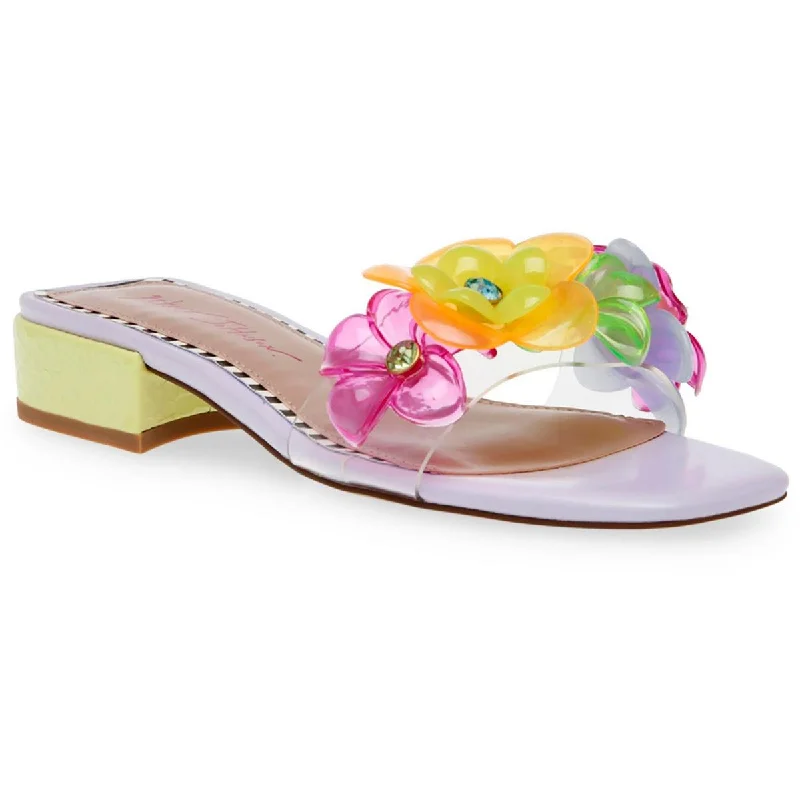 Comfortable sandals for women with extra padding and wide fit options-Sandals for outdoor activities-Betsey Johnson Womens Journi Embellished Square Toe Slide Sandals