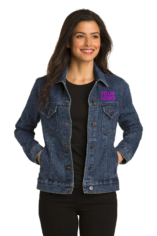 Sportswear Jackets for Athletic Use -Jackets for spring-Port Authority Ladies Custom Denim Jackets, Denim Blue