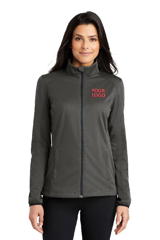 Checkered Jackets for Trendy -Jackets for sports-Port Authority Ladies Active Soft Shell Branded Jackets, Grey Steel