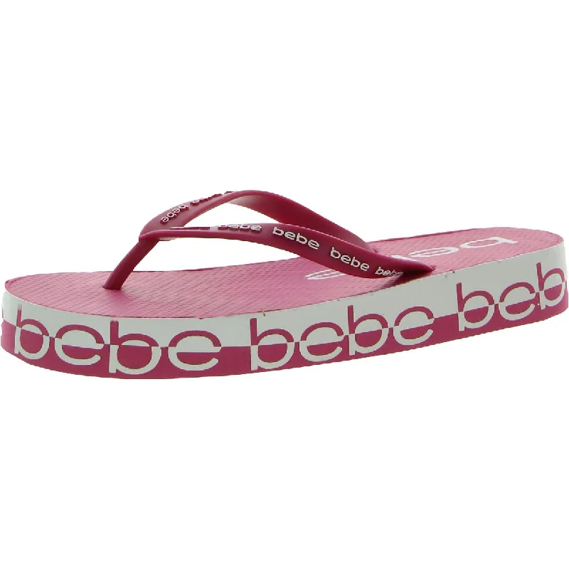 Comfortable sandals for women with foam footbed and velcro closure for ease-Sandals with animal prints-Bebe Womens Peggy Cushioned Footbed Toe-Post Thong Sandals