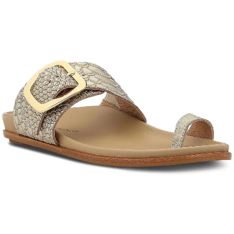 Elegant sandals for women with metallic straps and open-toe design for parties-Sandals for road trips-Donald And Lisa Pliner Womens Vintage Python Flat Thong Sandals