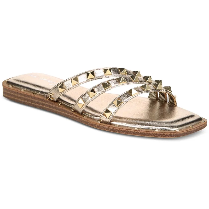 Trendy sandals for women with gladiator-inspired design and flat soles for chic wear-Sandals with open toes-Circus by Sam Edelman Womens Verity Faux Leather Embellished Slide Sandals