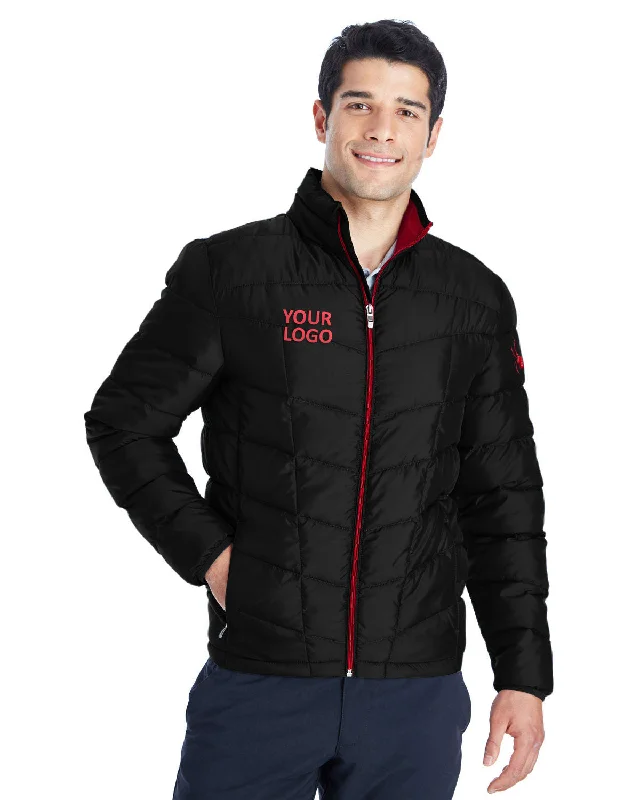 Team Jackets for Group Identity -Jackets with puffer style-Spyder Pelmo Insulated Puffer Jackets, Black/ Red