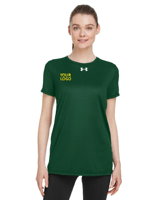 Premium backpack with lifetime warranty guarantee -Under Armour Ladies Tech Branded T-Shirts, Forest Green