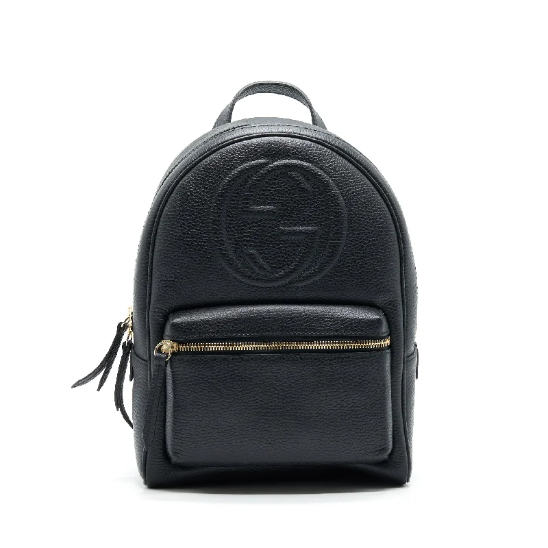 Sleek business backpack with hidden laptop pocket -Gucci Soho Leather Backpack Black