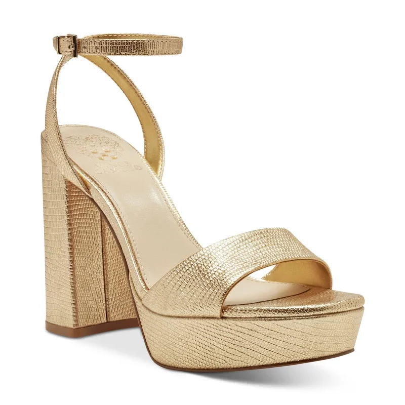 Comfortable sandals for women with elastic straps and lightweight construction for ease-Sandals for poolside-Vince Camuto Womens Pendry Leather Platform Sandals