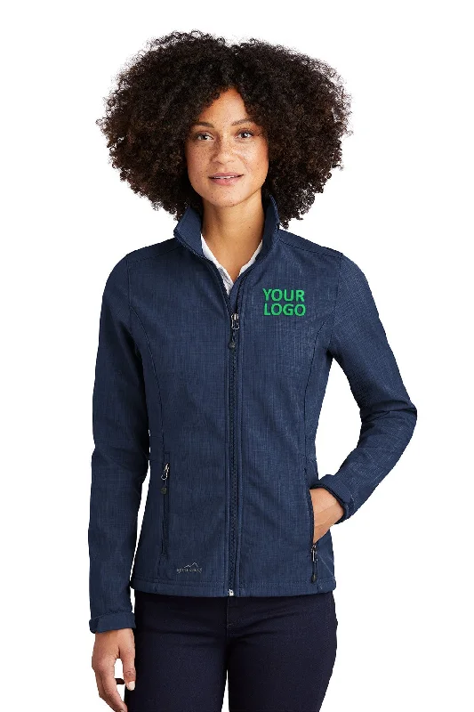 High School Jackets for Students -Jackets with varsity style-Eddie Bauer Ladies Shaded Crosshatch Custom Soft Shell Jackets, Blue