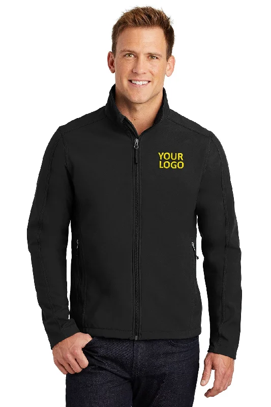 Biker Jackets for Edgy Style -Jackets for slim fit-Port Authority Core Soft Shell Customized Jackets, Black