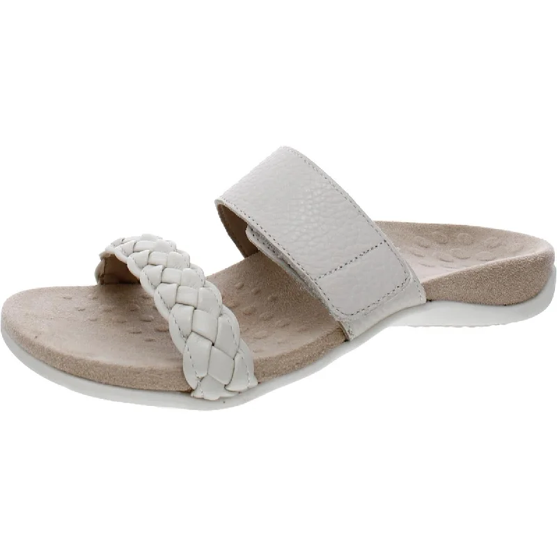 Casual sandals for women with buckle details and comfortable footbed for support-Sandals with waterproof material-Vionic Womens Jeanne Leather Braided Slide Sandals