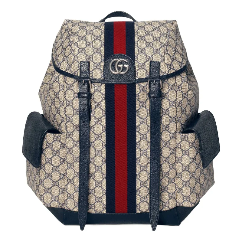 Durable travel backpack with reinforced stitching strength -Gucci Ophidia GG Medium Backpack 'Beige Blue' 598140-HUHAN-4079