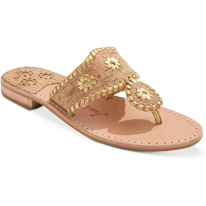 Casual sandals for women with bohemian-style straps and flat sole for comfort-Sandals for evening wear-Jack Rogers Womens Jacks II Flat Sandal Leather Embellished Thong Sandals