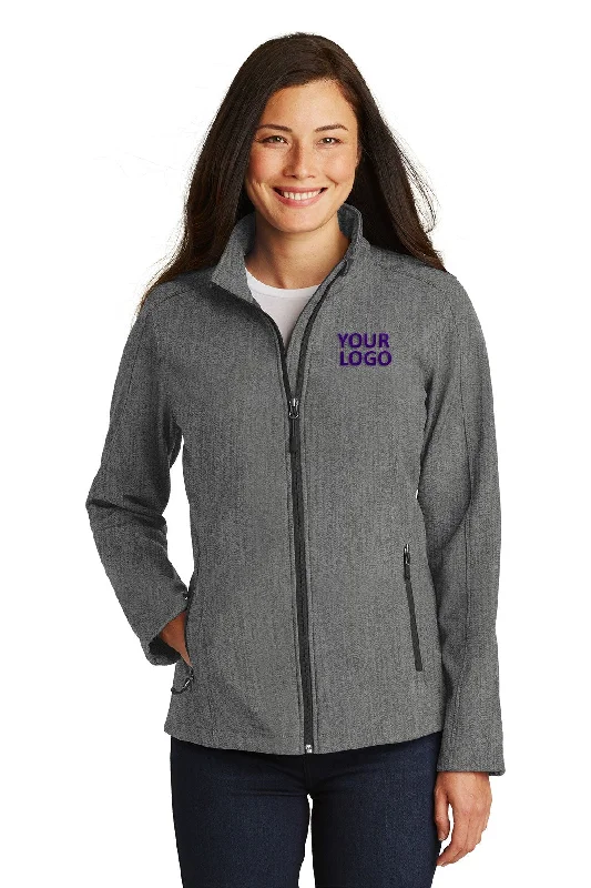 Hooded Jackets for Added Coverage -Jackets for snow-Port Authority Ladies Core Soft Shell Customized Jackets, Pearl Grey Heather