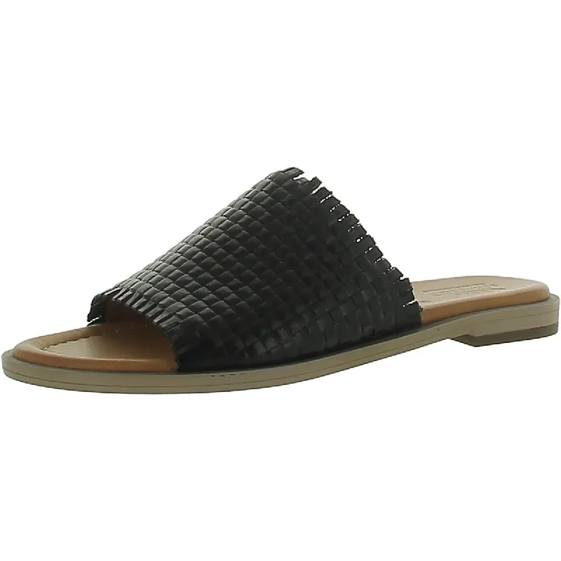 Comfortable sandals for women with extra padding and wide fit options-Sandals with toe loop-Spring Step Womens Ginosa Leather Woven Slide Sandals