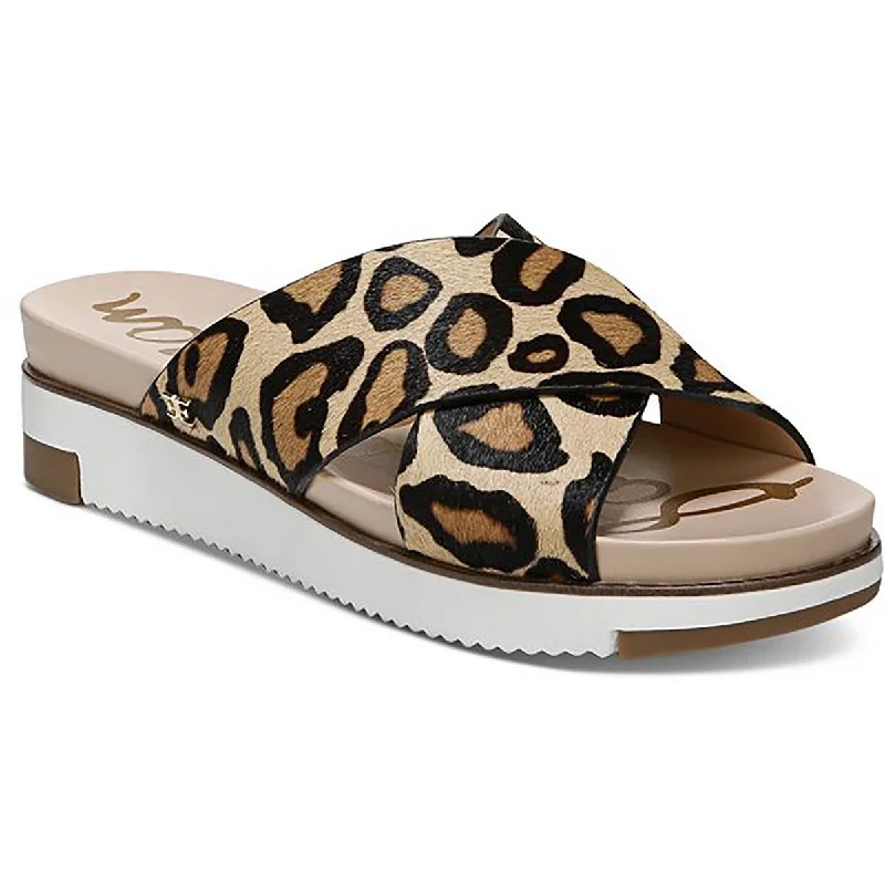 Trendy sandals for men with suede straps and minimalistic design for everyday wear-Sandals with floral prints-Sam Edelman Womens Audrea Lamb Fur Slip On Slide Sandals