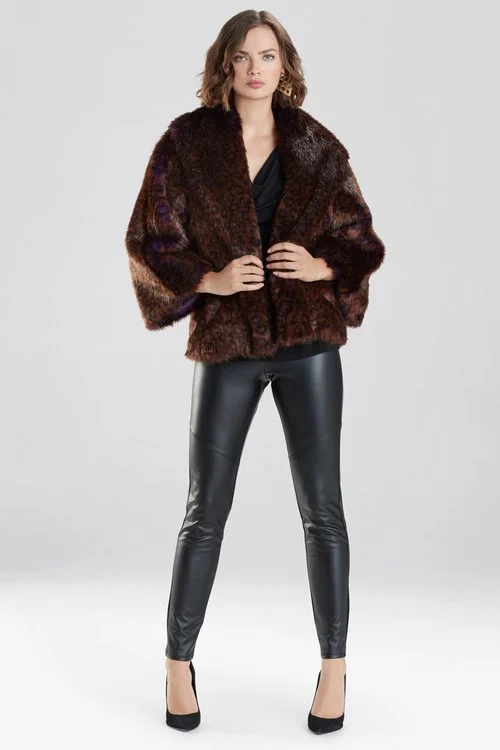 Biker Jackets for Edgy Style -Jackets for slim fit-Leopard Faux Fur Jacket