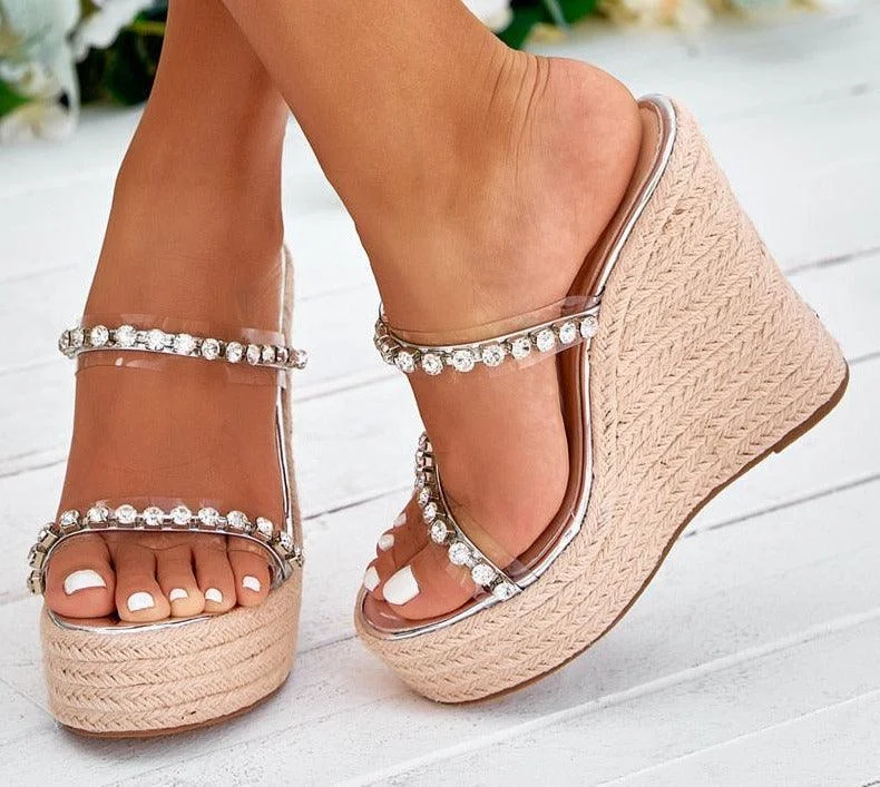 Trendy sandals for women with platform soles and stylish open-toe design for fashion-Sandals for hiking-Summer Peep Toe Wedge Sandals