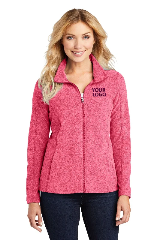 Patchwork Jackets for Unique -Jackets for eco-friendly shoppers-Port Authority Ladies Heather Microfleece Branded Full-Zip Jackets, Pink Raspberry Heather