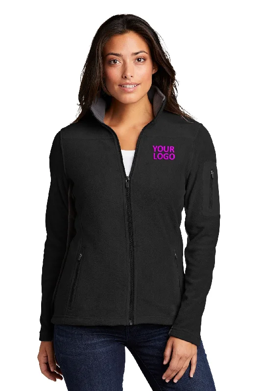 Custom Jackets for Personalized -Jackets for desert climate-Port Authority Ladies Summit Fleece Custom Full-Zip Jackets, Black/ Black