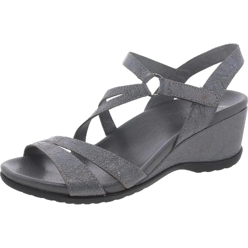 Fashionable sandals for women with fringe details and cushioned footbed for all-day wear-Sandals for cold climates-Dansko Womens Leather Ankle Strap Wedge Sandals