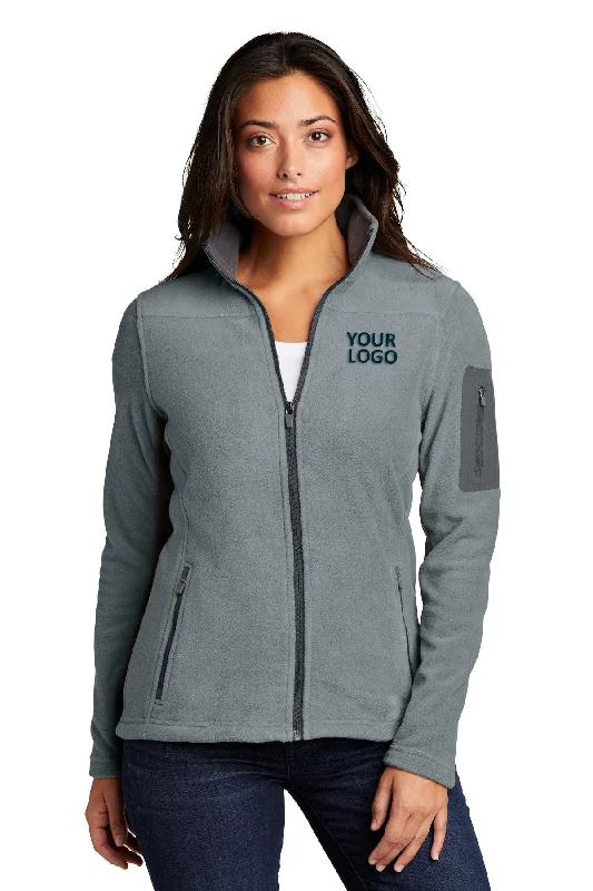 Recycled Jackets for Green -Jackets for mild weather-Port Authority Ladies Summit Fleece Custom Full-Zip Jackets, Frost Grey/ Magnet