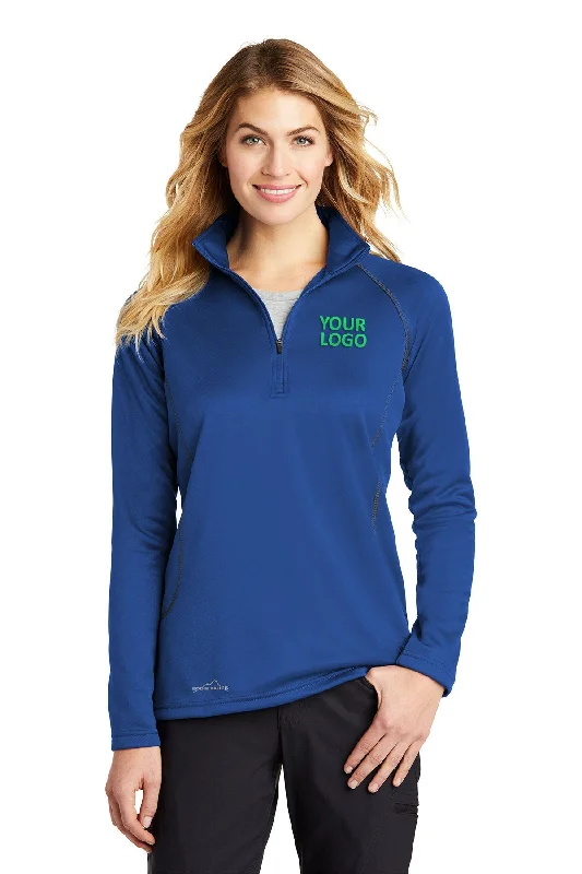 Black Jackets for Versatile -Jackets for gothic fashion-Eddie Bauer Ladies Custom Half-Zip Layer Fleece Jackets, Cobalt Blue