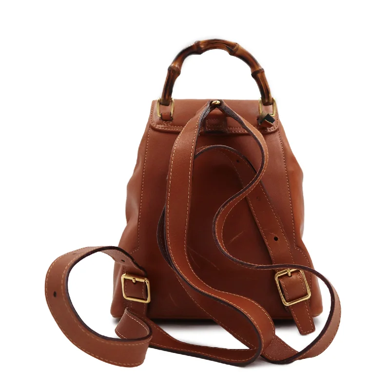 Fashion-forward backpack for bold street style -Gucci Leather Bamboo Mini Backpack