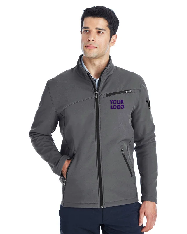 University Jackets for Academics -Jackets with trench coat design-Spyder Transport Soft Shell Jackets, Polar/ Black