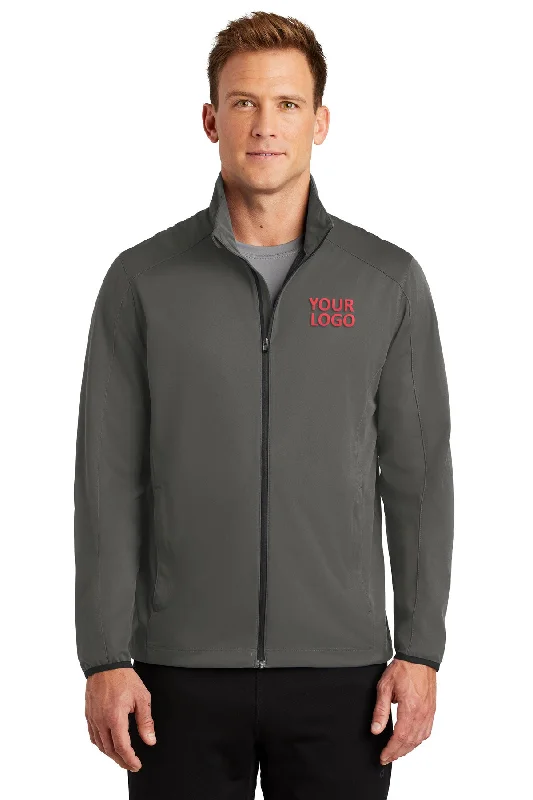 Yoga Jackets for Relaxation -Jackets with pockets-Port Authority Active Soft Shell Branded Jackets, Grey Steel