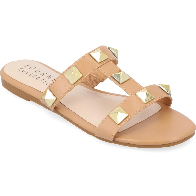 Comfortable sandals for women with contoured footbed and easy-to-adjust straps-Sandals with orthopedic design-Journee Collection Womens KENDALL Faux Leather Almond toe Flatform Sandals