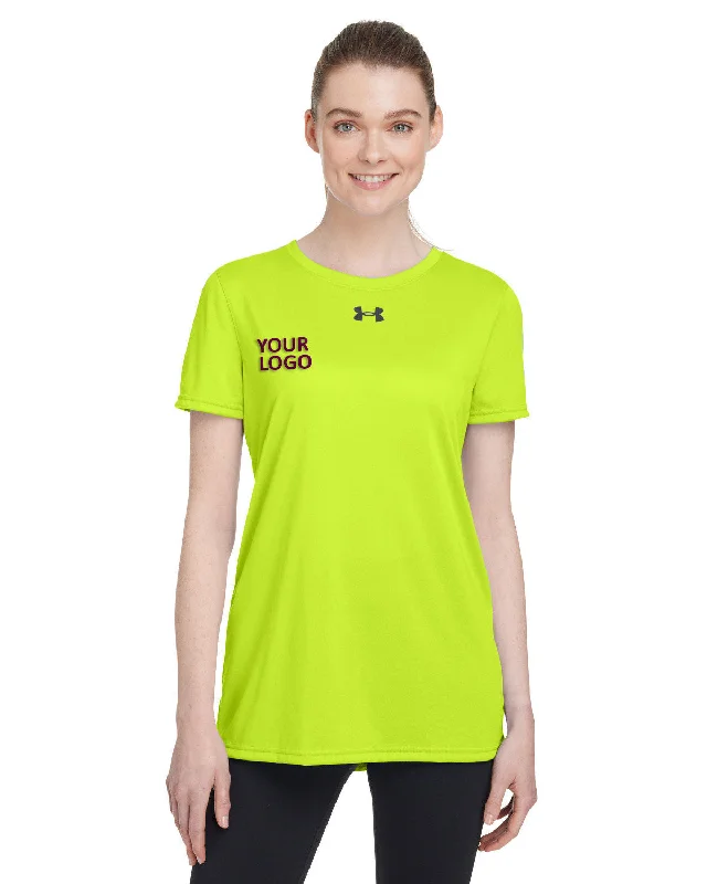 Brightly colored backpack for easy group spotting -Under Armour Ladies Tech Customized T-Shirts, High Yellow