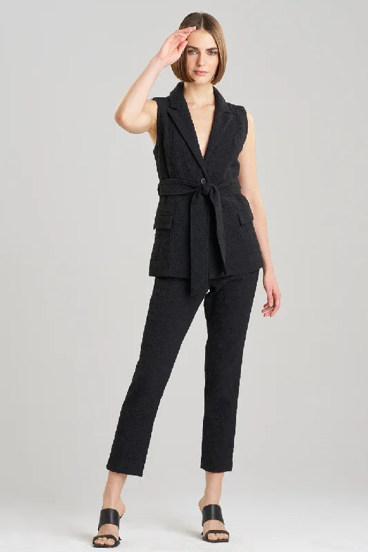 Studded Jackets for Statement -Jackets for business casual-Stretch Texture Jacquard Sleeveless Jacket