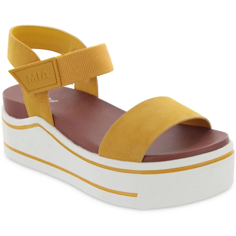 Summer sandals for women with breathable design and comfortable fit-Sandals for beach-Mia Womens Faux Leather Self losing Strap Platform Sandals