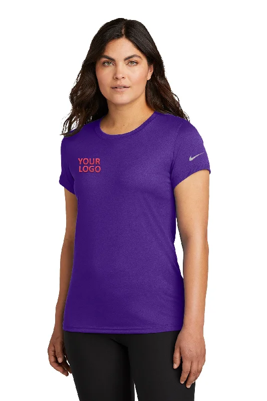 Stylish leather backpack for urban daily commuting -Nike Ladies Swoosh Sleeve rLegend Customized Tee's, Court Purple