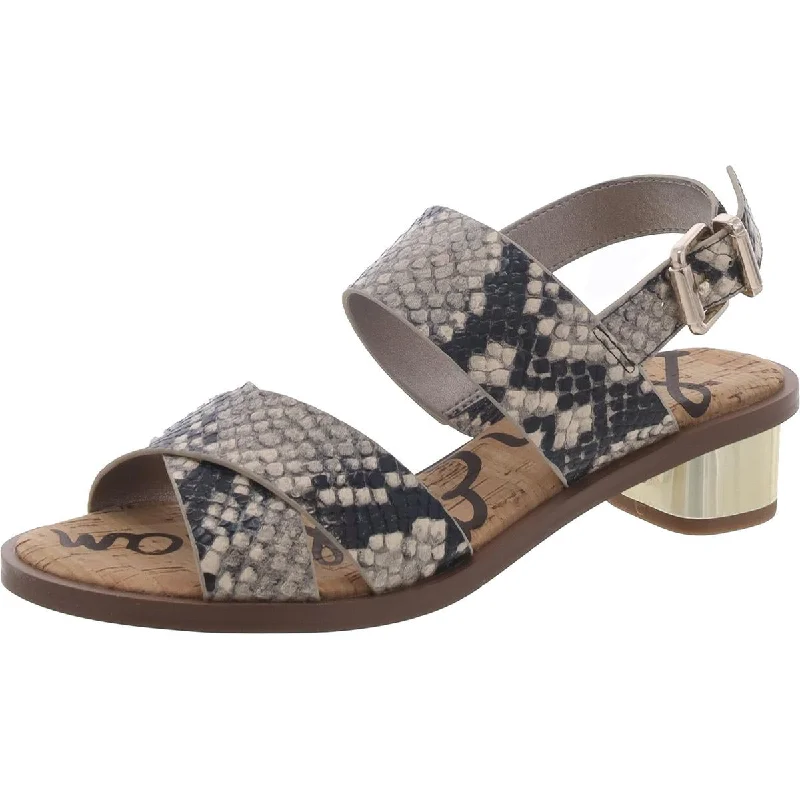 Comfortable sandals for women with elastic straps and lightweight construction for ease-Sandals with Velcro straps-Sam Edelman Womens Teena 2 Faux Leather Open Toe Slingback Sandals