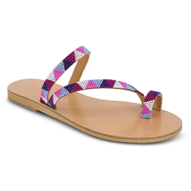 Beach sandals for women with slip-on design and vibrant color options-Sandals for beach weddings-Splendid Womens Capri Faux Leather Toe Strap Slide Sandals