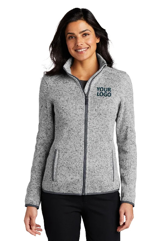 Sustainable Jackets for Eco-Friendly -Jackets with snowboard style-Port Authority Ladies Sweater Fleece Customized Jackets, Grey Heather