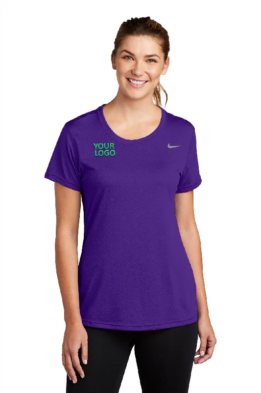 Compact backpack with side water bottle holders -Nike Ladies Team rLegend Customized Tee's, Court Purple