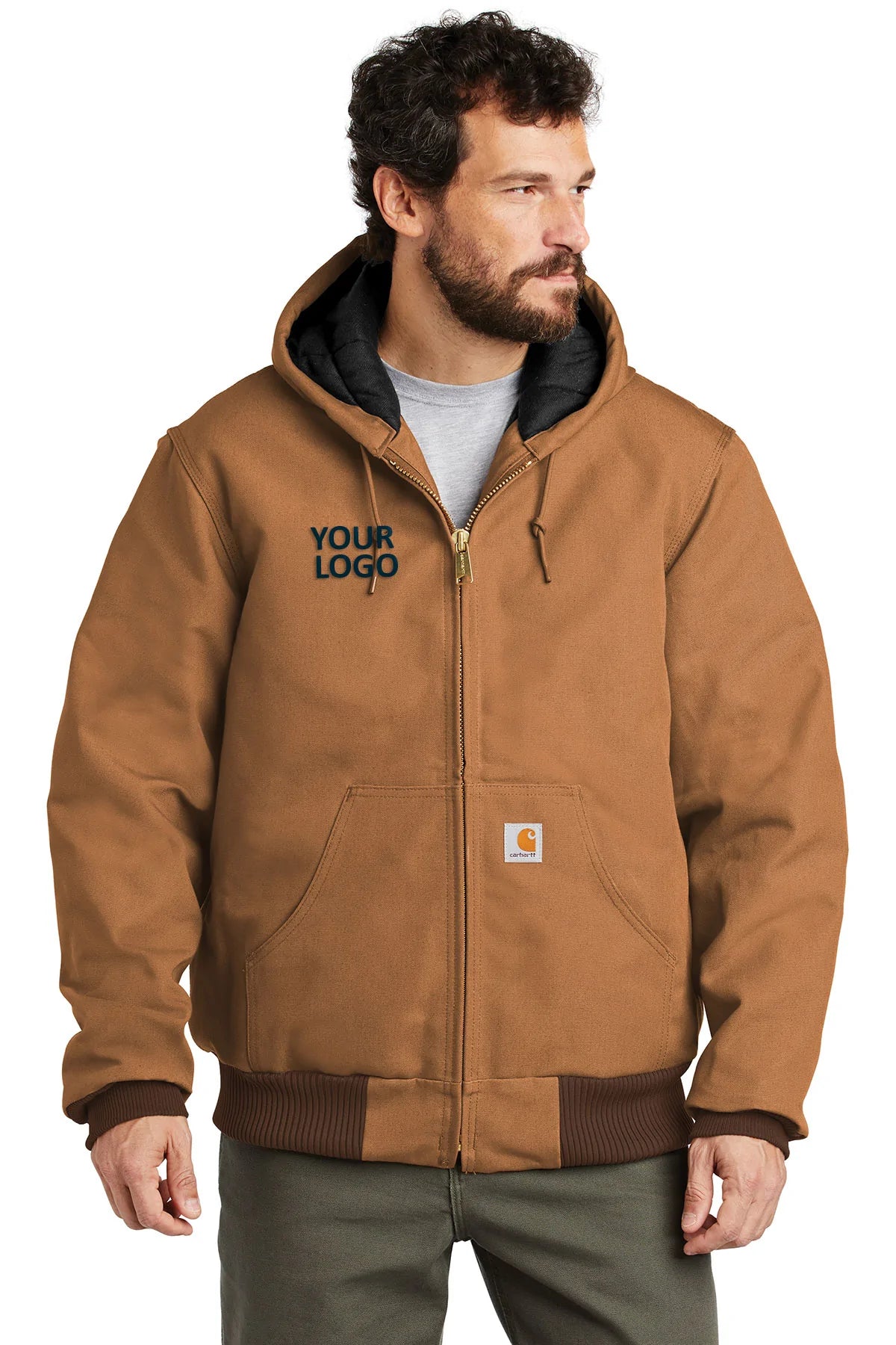 Parka Jackets for Cold Weather -Jackets with windproof design-Carhartt Flannel-Lined Duck Custom Jackets, Carhartt Brown